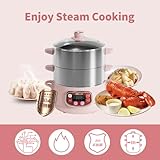 Bear Electric Food Steamer,Stainless Steel Digital Steamer, 3 tier 8L Large Capacity Vegetable Steamer, Auto Shut-off & Anti-dry Protection, DZG-A80A2,1200W