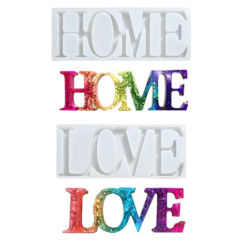 UR URLIFEHALL 2 Pcs White Love Word Molds Silicone Resin Mold Home Family Love Slogan Epoxy Resin Molds Casting Tools for Home Decor Crafts