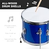 Best Choice Products Kids Drum Set 5-Piece 16in Beginner Drum Set Junior Drum Kit, Starter Percussion Set w/Cymbals, Pedal, Drumsticks, Stool, Toms, Snare, Hi Hat - Blue