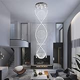 APBEAMLighting Crystal Chandelier Modern Spectacular Spiral Raindrop Luxury Flush Mount Long Chandelier Light Fixtures for Stair Foyer Entryway D25.5'' x H98.4''