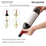 WOTOR Wine Stoppers Vacuum, Wine Saver, Wine Pump Vacuum Stoppers, Wine Preserver, Reusable Bottle Sealer Keeps Wine Fresh (Black, 12 Pieces)