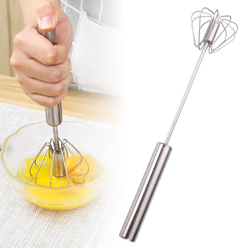 Runsgo Semi Automatic Whisk,2024 New Egg Beater,Egg Mixer Spinner,Made Of 304 Stainless Steel,Press Down And It Will Automatically Rotate 360°,Saving Time And Effort (14 inch)