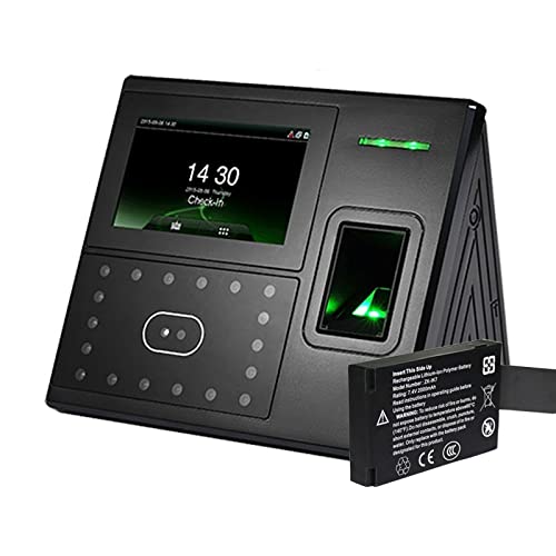 Biometric Employee Attendance Machine UFace402 Biometric Fingerprint Face Facial Recognition Time Attendance TCP/IP Door Access Control System With Free Software for Smal,Uface402-battery-English