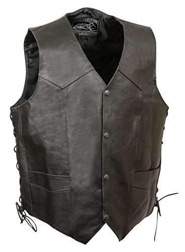 EVENT LEATHER ELM3900 Men's 100% Genuine Motorcycle Leather Vest | Biker Vests with Embossed Eagle | Live To Ride - Large
