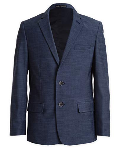 Calvin Klein Boys' Blazer Suit Jacket, 2-button Single Breasted Closure, Buttoned Cuffs & Front Flap Pockets, Blue Weave, 12