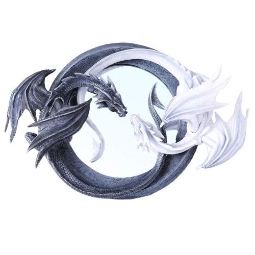 Pacific Giftware Chinese Feng Shui Ying Yang Day Night Twin Nemesis Dragon Round Wall Mirror Plaque Decor