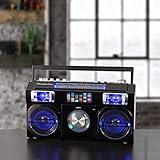 Studebaker SB2145B 80's Retro Street Bluetooth Boombox with FM Radio, CD Player, LED EQ, 10 Watts RMS Power and AC/DC