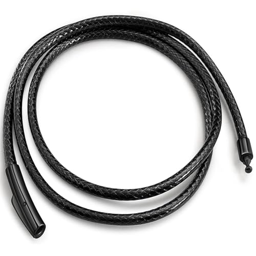 IOYYIO Waterproof 14" Braided Choker Leather cord Chain Necklace, Black Short Leather Rope for pendants