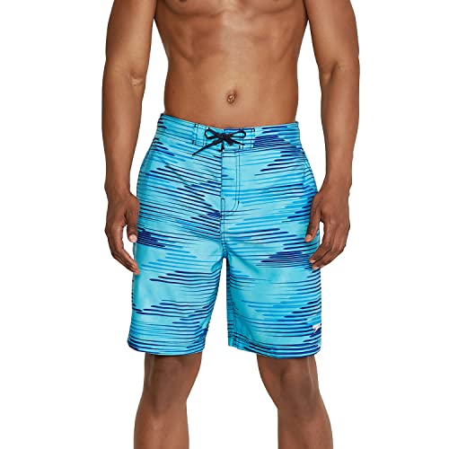 Speedo Men's Standard Swim Trunk Knee Length Boardshort Bondi Printed, 20" Slice Blue Atoll, Large