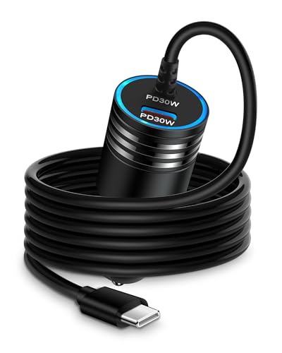 Pixel 9a 9 Pro XL USB-C Car Charger Fast Charging for Google Pixel 8a 8 8Pro 7a 7 7Pro 6a 6 6Pro, 60w Dual PD Cigarette Lighter Adapter C Type Android Phone Car Plug with 3ft USB C Charging Cable Cord