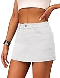 BISUAL Denim Skort for Women High Waist Mini Denim Skirt Casual Stretch Women Jean Skirt with Pockets