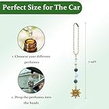 Sun Hanging Car Charm,Green and Gold Rear View Mirror Accessories Cute Boho Dangling Sun Car Decor Handmade Healing Crystals Stones Ornament Gifts for Women Men (Green)