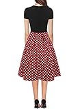 oxiuly Women's Vintage Dresses Patchwork Pockets Puffy Swing Casual Party Dress OX165 (BK-Red dot, l)