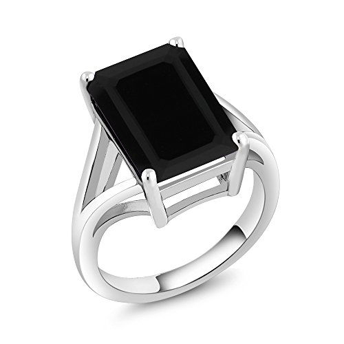 Gem Stone King 5-10 Cttw Gemstone Birthstone Solitaire Engagement Ring For Women | 925 Sterling Silver | 14X10MM Emerald Cut | Wedding Anniversary Promise Ring For Women | Available In Size 5-9