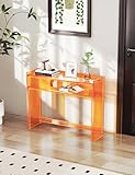 solaround Acrylic Console Table, Entryway Table with Storage Shelves (1, 39.4 * 31.5 * 11.7 inches) (Orange)