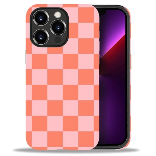 DAIZAG Compatible with iPhone 13 Pro Case,Watermelon Red Checkerboard,2 in 1 Heavy Duty Shockproof Rugged Hard PC+Soft Silicone Protective Cover