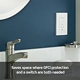 Leviton GFCI Switch Outlet Combo, 15 Amp, Self Test, Tamper-Resistant with LED Indicator Light, Saves Space, GFSW1-W, White