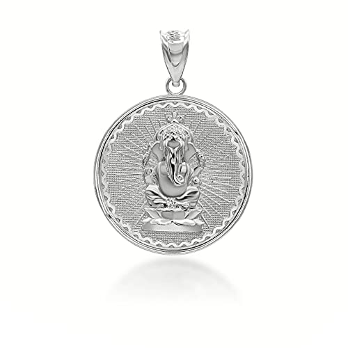 Claddagh Gold Solid .925 Sterling Silver Round Lord Ganesh Ganesha Hindu God Medallion Pendant