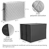 2 Pack Indoor Outdoor Window Air Conditioner Cover Adjustable Window AC Unit Cover with Drawstring Double Insulation 25"x17"x3.5" for Inside Dust-Proof Waterproof 25.5”x20.5”x18” for Outside