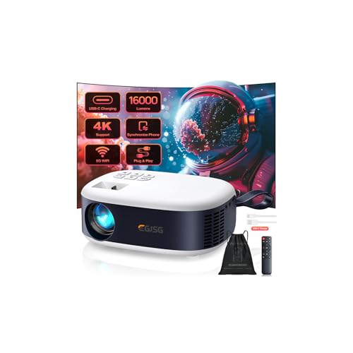 Projector with WiFi and Bluetooth, Full HD 1080P Portable Projector, 4K Supported Outdoor Projector, Lag-free 5G WIFI 6, Compatible with iPhone, Android, PC, TV Stick, PS5, Xbox