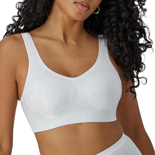 Bali Womens Comfort Revolution Wireless Bra, Comfortflex Fit Full-coverage Wirefree Bras, White Dot, Medium US