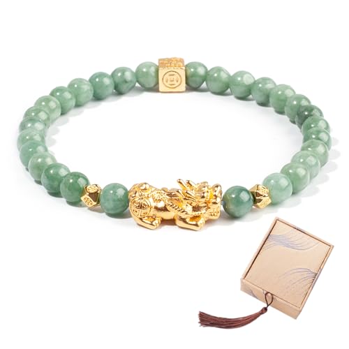 AROUROUA Fengshui Wealth Bracelet Green Real Jade Bracelets For Women Pixiu Attract Lucky Wealthy Bracelets
