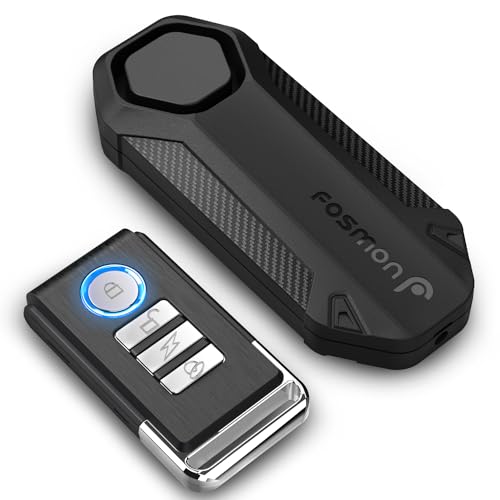 Fosmon 113db Bike Alarm with Remote, Motion Sensor Bicycle SOS Alarm, IP65 Waterproof Anti Theft Alarm System, Wireless Siren for E-Bike, Motorcycle, Scooter, Cart, Trailer