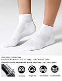 CelerSport 6 Pack Men's Ankle Socks with Cushion, Sport Athletic Running Socks, White, Large