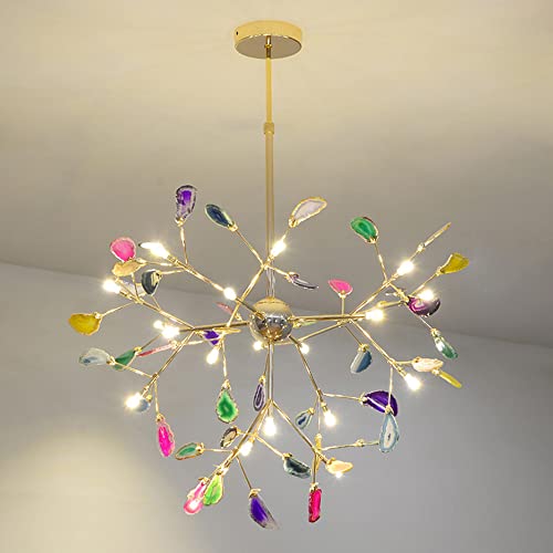 LED Chandeliers, Nordic Fireflies Pendant Light Creative Art Style Chandelier Metal Minimalist Hanging Light Personality Decoration Fixture 16 Lights for Dining Room Bedroom