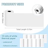 BYBOUS 12 Rolls 53mmx3.75m White Thermal Printer Paper, Mini Self-adhesive Label Printer Paper Compatible With T02/M02/M02/M02S PRO/M04AS/M04S Mini Thermal Printer