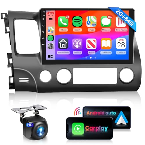 Podofo 【HiFi 16EQ】 2G 64G Car Stereo Radio for Honda Civic 2006-2011 CarPlay Android Auto MirrorLink, 10.1 inch 1080P HD IPS Touch Screen Civic Car Radio GPS WiFi RDS FM Radio AHD Backup Camera