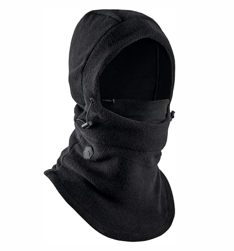 Tough Headwear Balaclava Ski Mask for Men and Women - Heavyweight Fleece Winter Shiesty Cover - Extreme Cold Weather Full Face Masks - Skiing & Snowboarding Snow Gear - Black