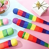 Leyndo 12 Pcs Throw and Catch Balls with Rainbow Tail, Soft Sports Play Comet Balls Playground Toys Bulk for Games and Activities Fun Throwing School, 25.59 Inch Long(Vivid Color)