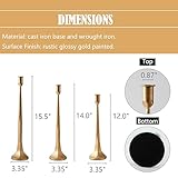 Denique Iron Taper Candle Holder Set of 3, Gold Candlestick Holders Decorative Candle Stand, Tapered Candle Holders Tall Set for Wedding, Dining Table, Home Decoration (Gold)