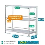 susunnus Stainless Steel Shelves 3 Tier Storage Shelves for Kitchen Garage Shelves Heavy Duty Shelving Metal Shelving Units and Storage Kitchen Industrial Storage Rack(with Guardrails)