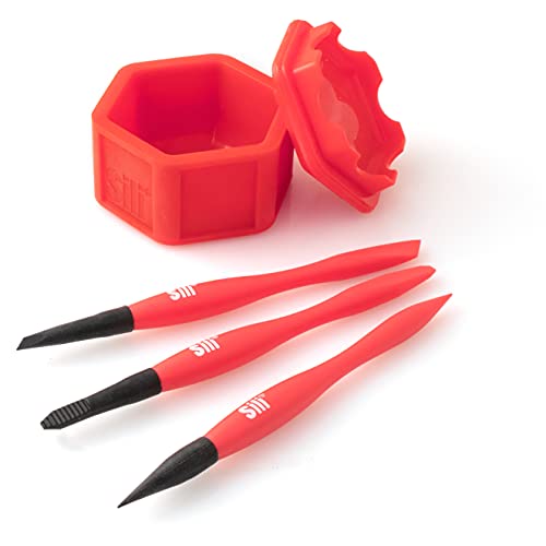 Sili Non-Stick Micro Silicone Glue Brush Wood Glue Applicator Set | Fine, Chiseled, Flat Tapered Tip Wood Glue Spreader | Sealable Lid Glue Pod | Silicone Glue Brushes Woodworking, Arts, Crafts, Hobby