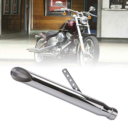 Tesmirror Motorcycle stainless steel Slash Cut Exhaust Muffler Pipe for Chopper Cafe Racer Silencer (one piece)