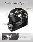 Motorcycle Full Face Helmet DOT Approved - YEMA Helmet YM-829 Motorbike Moped Street Bike Racing Casco Moto Helmet with Sun Visor for Adult,Youth Men and Women - Matte Black,L