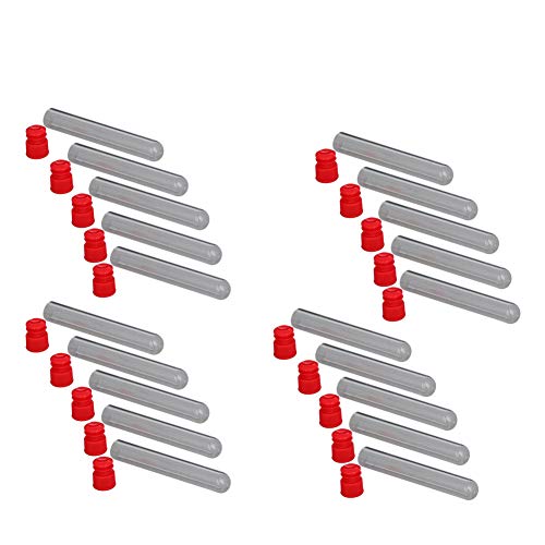Othmro 300Pcs Clear Plastic Test Tubes with Red Caps, 16mmx100mm Mini Test Tubes with Lids, for Jewelry Seed Beads Powder Spice Liquid Experiment Yeast Specimen Sample Laboratory