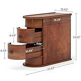 LITTLE TREE Wood End Table with 2 Drawers Sofa Side Table, No Assembly Required Vintage Slim Nightstand Bedside Table for Bedroom