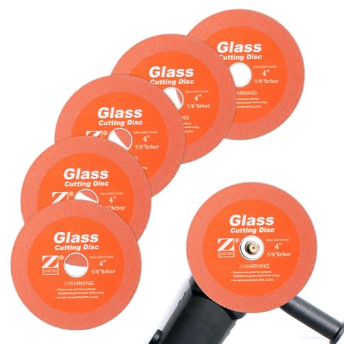 ZORUNNA 4inch Glass Cutting Disc Tool, Diamond-Edged Glass Tile Cutter, 5 Pcs Ultra-Thin Disco para Cortar Vidrio for Grinding Jade, Crystal, Wine Bottles, Tile.