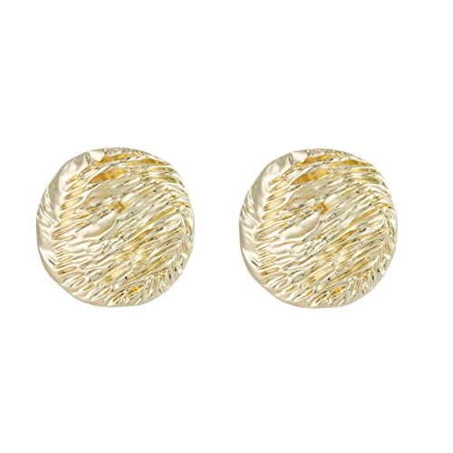 Itcoery Coin Disc Studs Earrings Gold Circle Button Hammered Earrings for Women