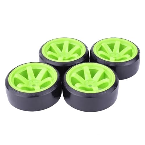 Compatible with Tras D4 for HSP for HPI for Sakura TT01 for Tamiya 1/10 Drifting RC Car Accessories 4 PCS Drift RC Car Wheel Tyre RC Wheel Tires(Green)