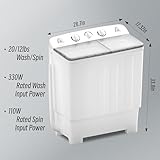 Portable Twin Tub 32 lbs Washing Machine, Buy (washer) Get (Dry Rack+10 Hangers) Free! Mini Compact Laundry Lavadora Portatil, Twin Tub 20lbs Washer & 12lbs Spinner, Clothes Washing Machines