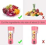 Portable Blender, Personal size blender for Shakes and Smoothies with USB Rechargeable, 380Ml 25 watts With 6 Blades, Handheld Blender Suitable for Travel,Office, Gym(pink), Medium