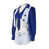 Yolata Adult Star Cowboy Cheerleader Costume Women High School Cheerleading Uniform Two Piece Set (Blue, S), Small