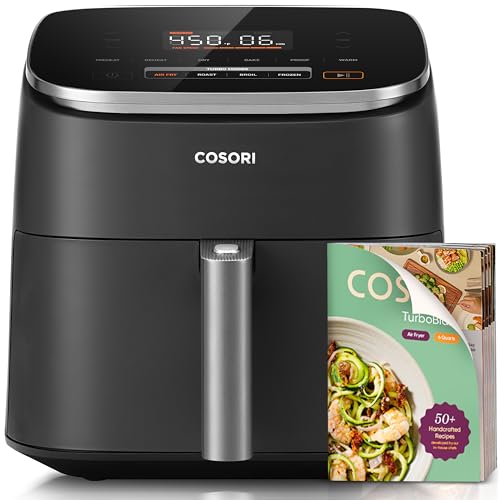COSORI Air Fryer 9-in-1, Compact & Large 6-Qt, Fast Turbo Modes, 90–450°F Precise Heat for Even Results, Up to 95% Less Oil*, Roast, Bake, Dry, Reheat, Frozen, Broil, Proof, 120V, TurboBlaze, Ceramic