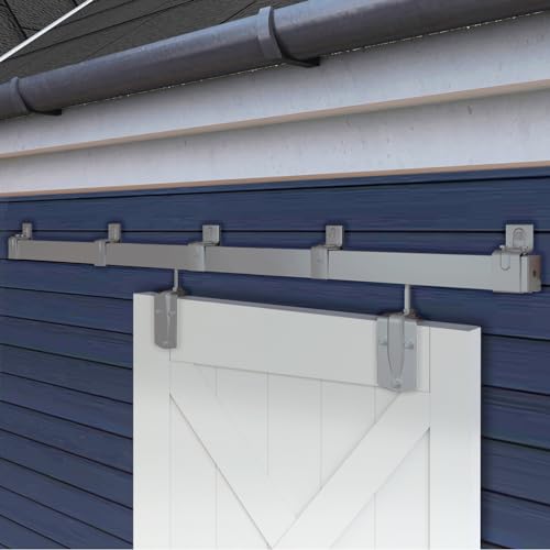 BARNSMITH 8FT Exterior Barn Door Hardware, Sliding Barn Door Hardware Kit Heavy Duty Barn Door Track for Outdoor Use(NO Door, Hardware Only)
