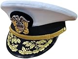 Generic New WWll US Navy Officer Hat, US Navy Admiral Cap (58CM), White