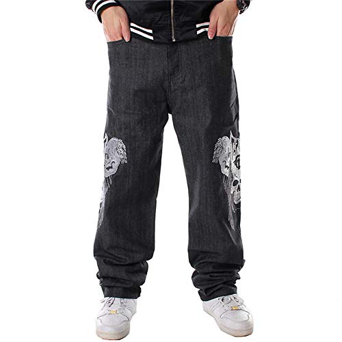 LUOBANIU Men's Black Baggy Jeans Hip Hop Jeans Loose fit 90s Vintage Cargo Pants Denim Pants Fashion Dance Skater Skateboard Pants (801Black, 36)